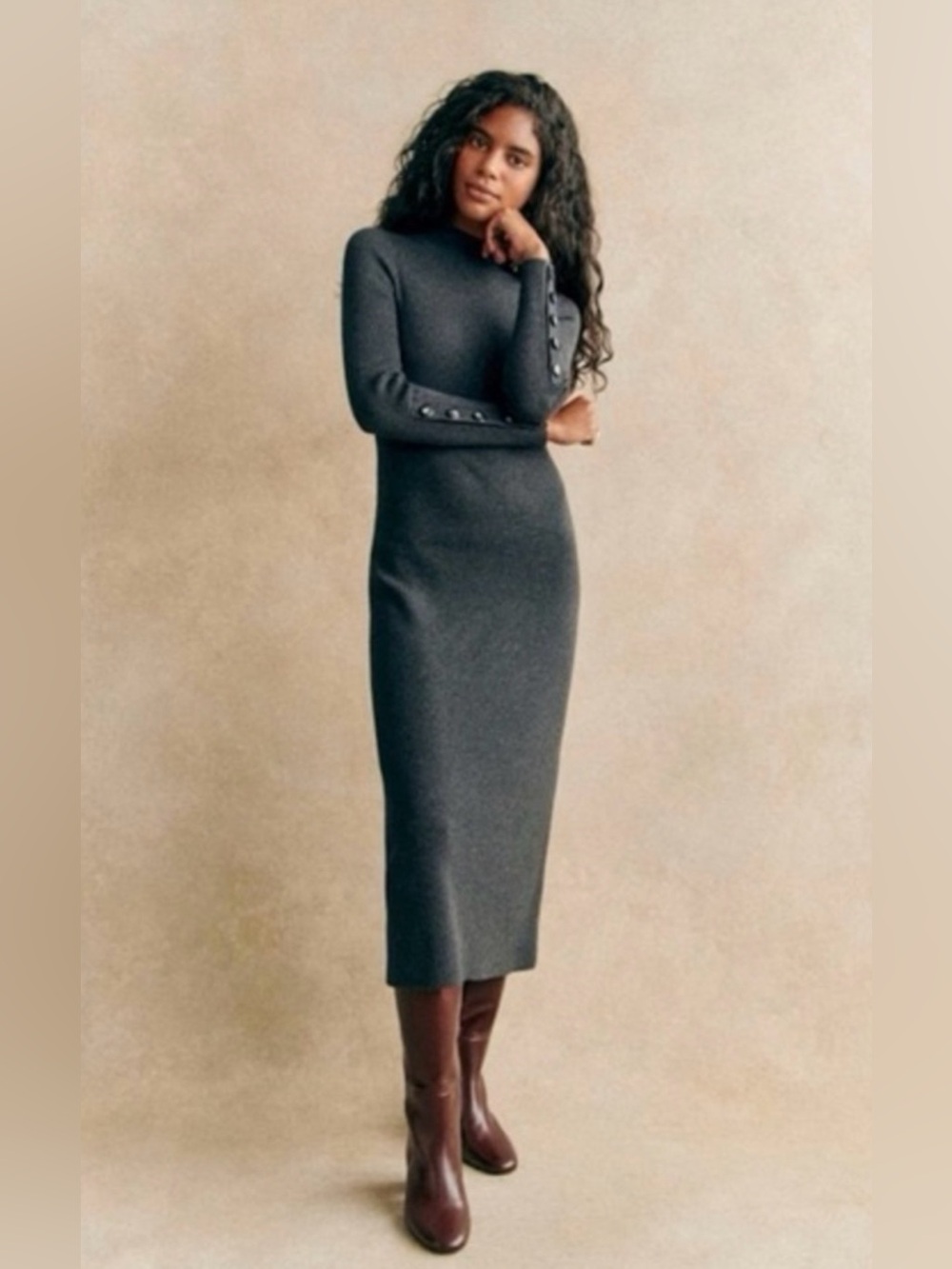 Sezane Hillary Midi Wool Blend Dress